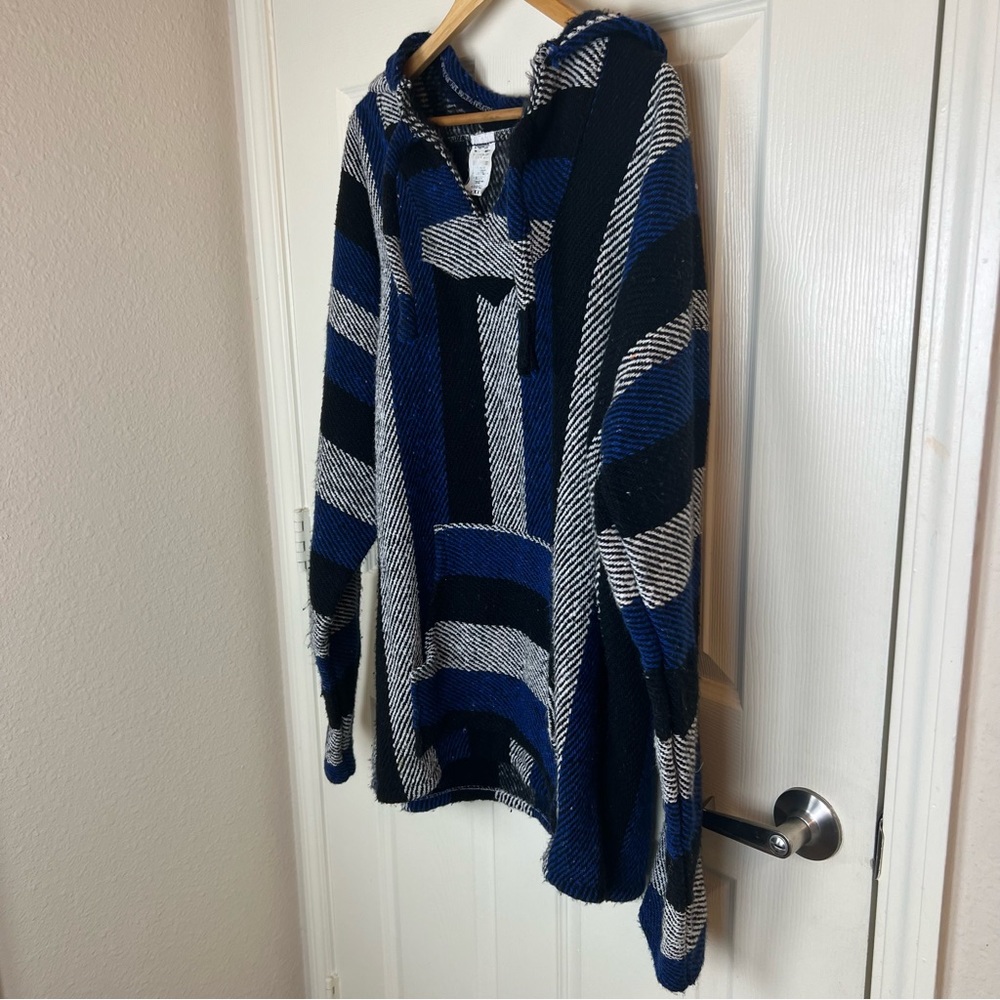Striped Hooded Rug Poncho - Picture 4 of 17